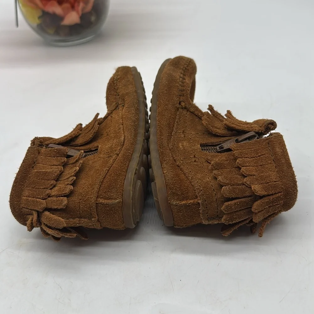 Minnetonka Brown Kids Moccasins with Fringe KS8766